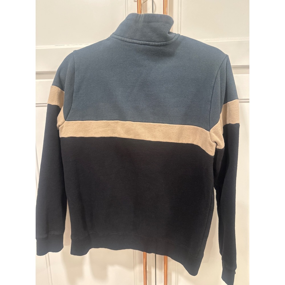 Volcom Kids Colorblock Quarter Zip sweatshirt Pullover Navy Tan Black Size L 12Y - Picture 6 of 8